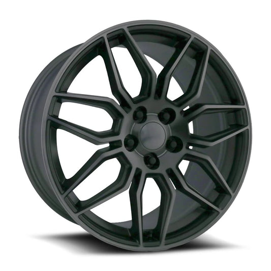 C8 ZO6 CORVETTE REPLICA WHEELS – TITANIUM GRAY MACHINED FACE WITH DARK CLEAR COAT